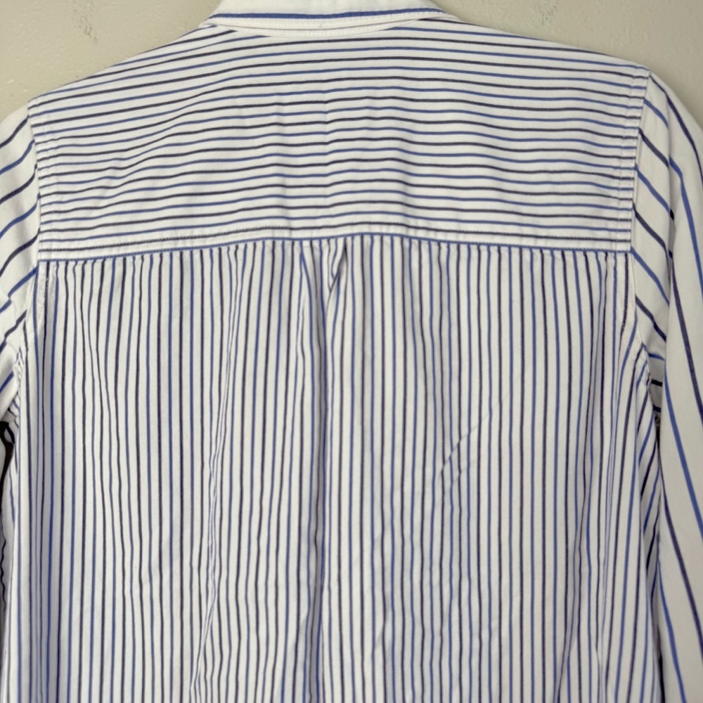 Madewell classic ex-boyfriend button up long sleeve blue white stripe tomboy S - Picture 6 of 9